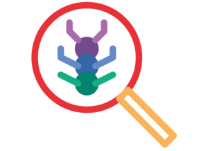 Icon Kommission des Naturhistorischen Museums in Form einer Ameise unter einer Lupe