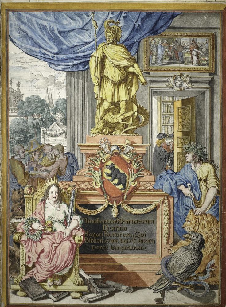 Titelblatt des ersten Donationenbuchs der burgerlichen Stadtbibliothek Bern von Wilhelm Stettler (1634-1693). Burgerbibliothek Bern