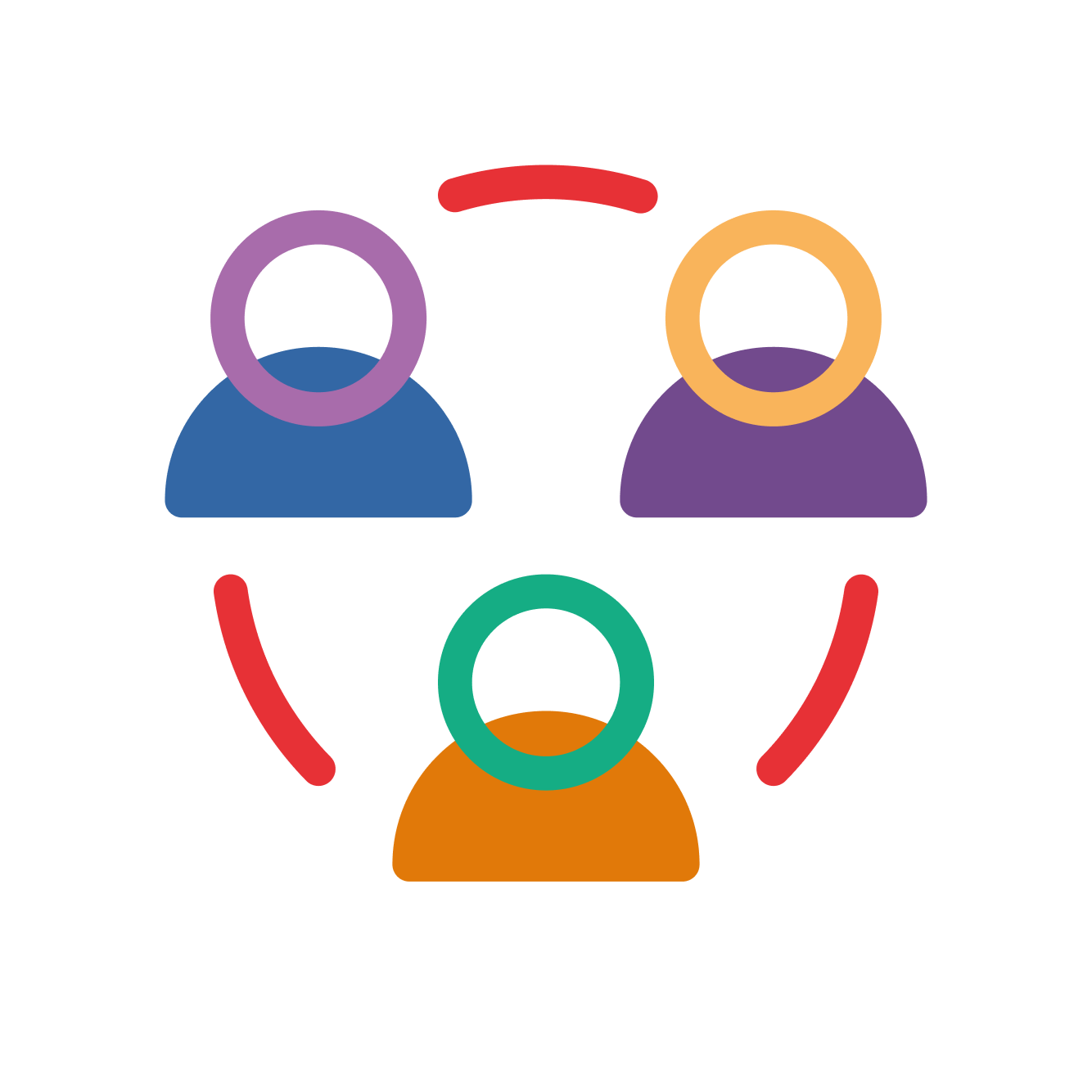 Icon Förderbereich Soziales in Form von 3 verbundenen Personen